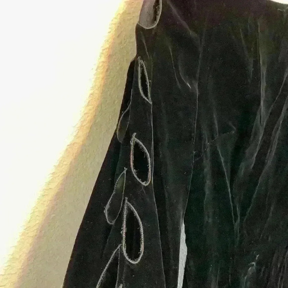 Anita modes velvet sexy black dress sz XS open back cut outs high neck knee - Picture 7 of 12